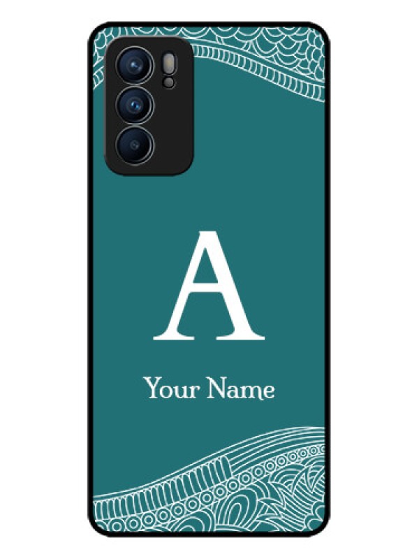 Custom Oppo Reno 6 5G Custom Metal Phone CaseLine Art Pattern With Custom Name Design