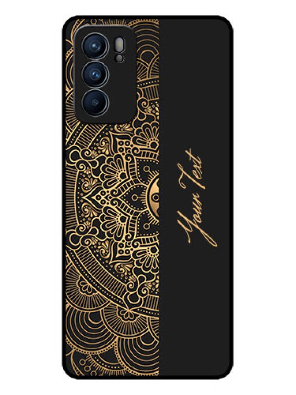 Custom Oppo Reno 6 5G Custom Metal Phone CaseMandala Art With Custom Text Design