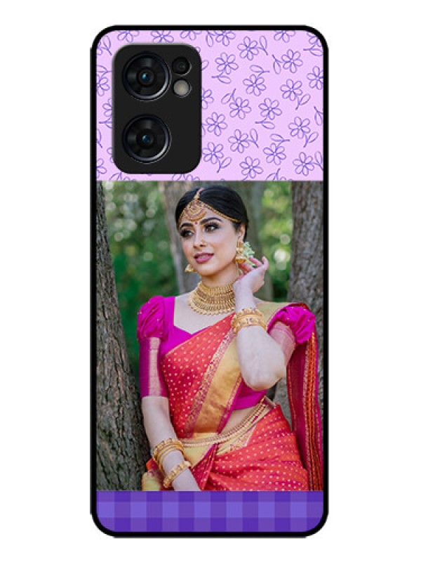 Custom Oppo Reno 7 5G Custom Metal Phone CasePurple Floral Design