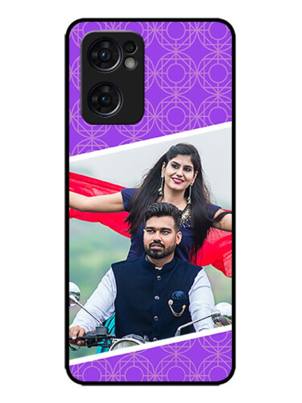 Custom Oppo Reno 7 5G Custom Metal Phone CaseViolet Color Pattern Design
