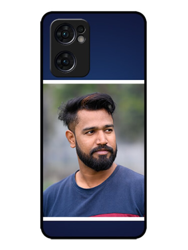 Custom Oppo Reno 7 5G Custom Metal Phone CaseSimple Royal Blue Design