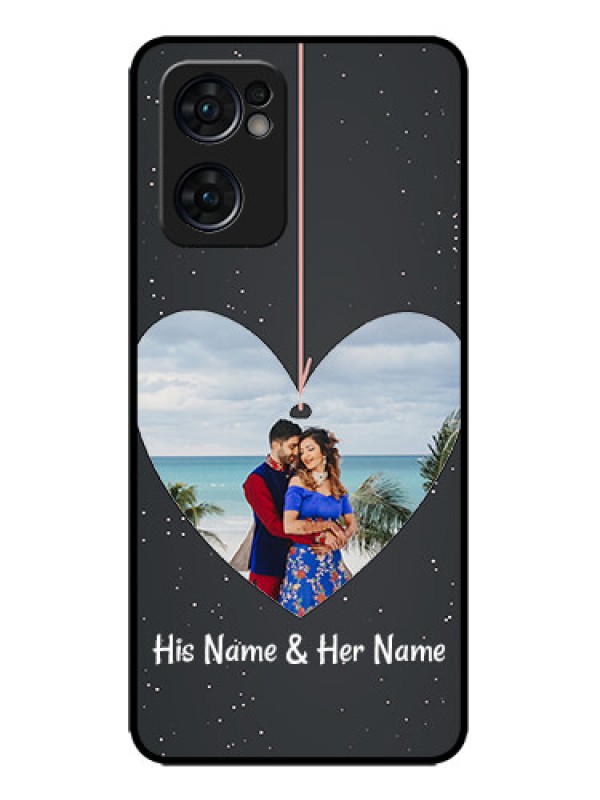 Custom Oppo Reno 7 5G Custom Metal Phone CaseHanging Heart Design