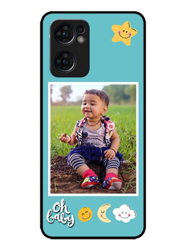 Custom Oppo Reno 7 5G Custom Metal Phone CaseSmiley Kids Stars Design