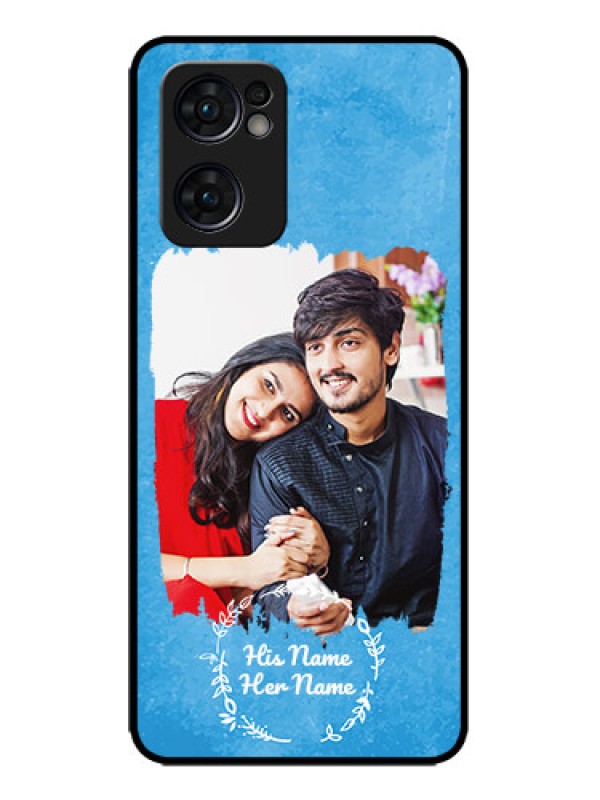 Custom Oppo Reno 7 5G Custom Metal Phone CaseBlue Color Vintage Design