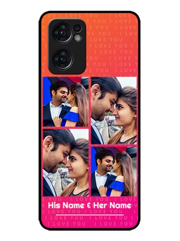 Custom Oppo Reno 7 5G Custom Metal Phone CaseI Love You Pink Design