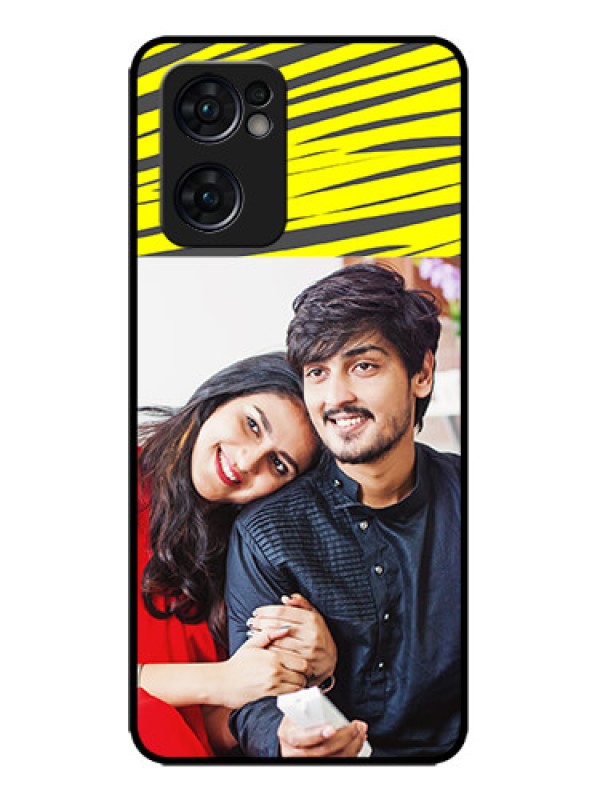 Custom Oppo Reno 7 5G Custom Metal Phone CaseYellow Abstract Design