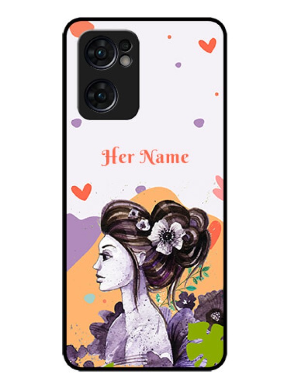 Custom Oppo Reno 7 5G Custom Metal Phone CaseWoman And Nature Design