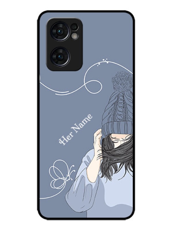 Custom Oppo Reno 7 5G Custom Metal Phone CaseGirl In Winter Outfit Design