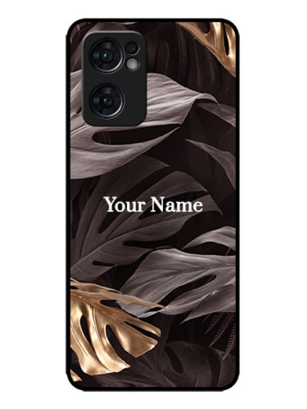 Custom Oppo Reno 7 5G Custom Metal Phone CaseWild Leaves Digital Paint Design