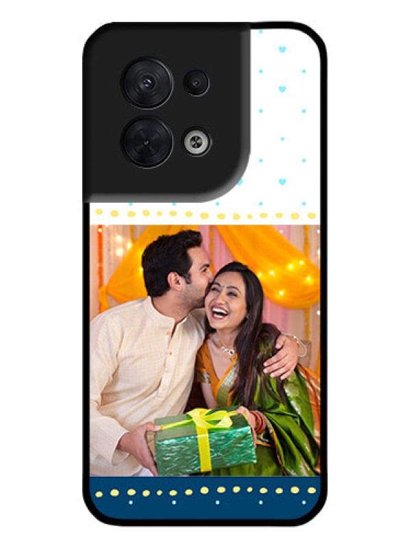 Custom Oppo Reno 8 5G Custom Metal Phone CaseWhite And Blue Abstract Design