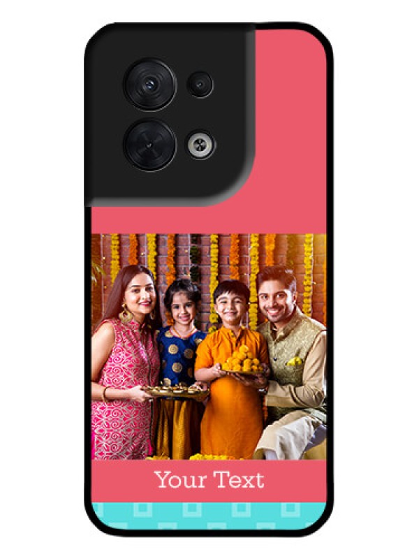 Custom Oppo Reno 8 5G Custom Metal Phone CasePeach and Blue Color Design