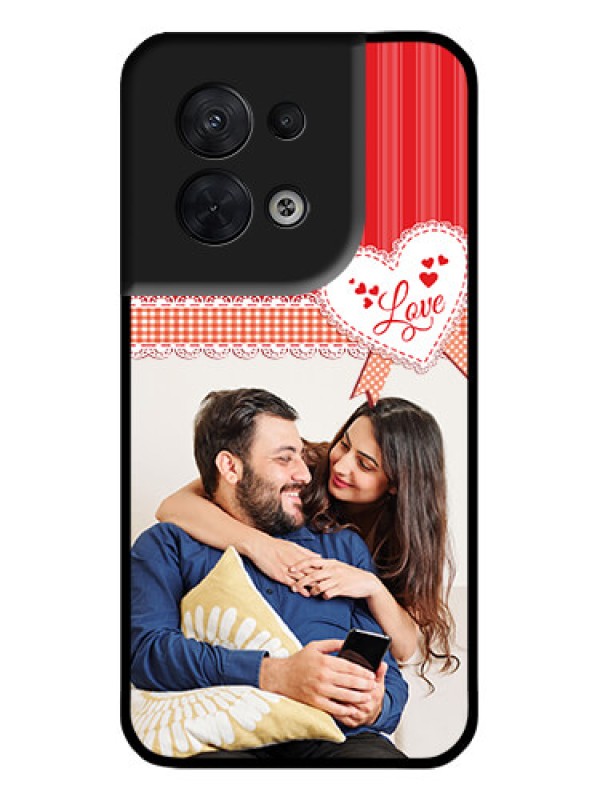 Custom Oppo Reno 8 5G Custom Metal Phone CaseRed Love Pattern Design