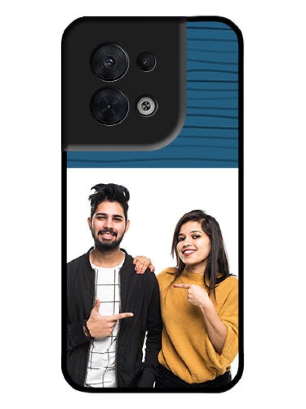 Custom Oppo Reno 8 5G Custom Metal Phone CaseBlue Pattern Cover Design