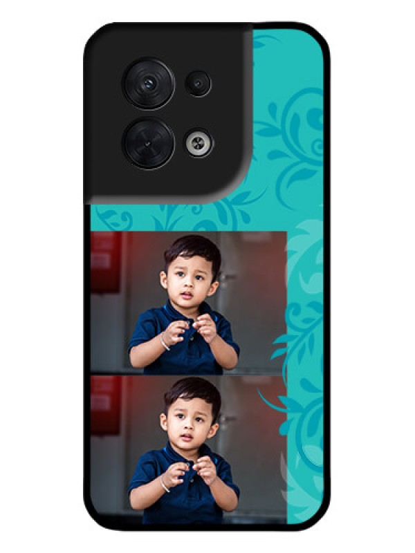 Custom Oppo Reno 8 5G Custom Metal Phone CaseWith Photo And Green Floral Design