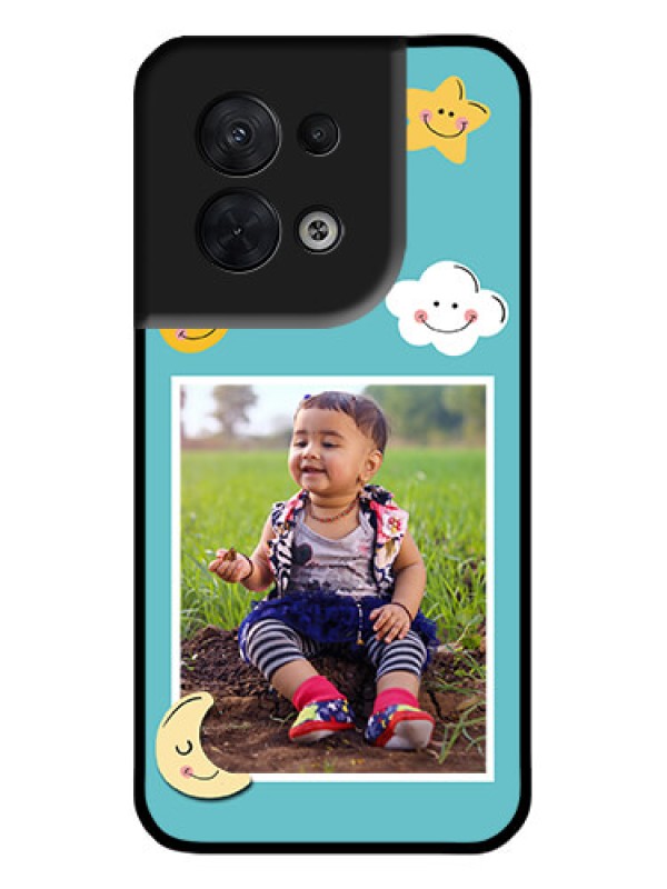 Custom Oppo Reno 8 5G Custom Metal Phone CaseSmiley Kids Stars Design