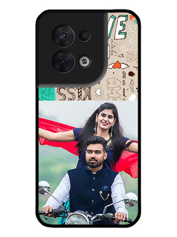 Custom Oppo Reno 8 5G Custom Metal Phone CaseLove Doodle Pattern