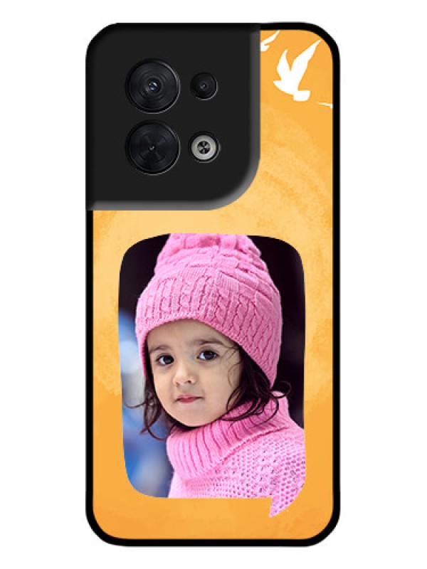 Custom Oppo Reno 8 5G Custom Metal Phone CaseWater Color Design With Bird Icons