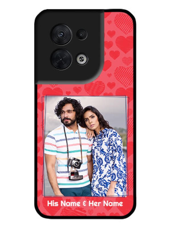 Custom Oppo Reno 8 5G Custom Metal Phone CaseWith Red Heart Symbols Design