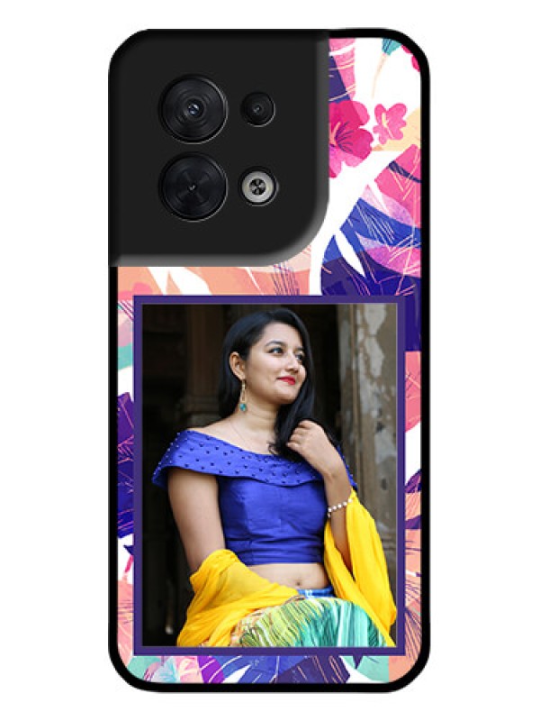 Custom Oppo Reno 8 5G Custom Metal Phone CaseAbstract Floral Design