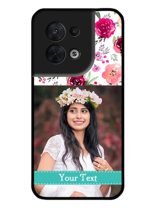 Custom Oppo Reno 8 5G Custom Metal Phone CaseWater Colors Floral Design