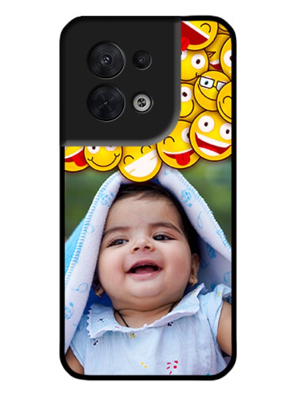 Custom Oppo Reno 8 5G Custom Metal Phone CaseWith Smiley Emoji Design