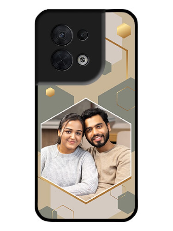 Custom Oppo Reno 8 5G Custom Metal Phone CaseStylish Hexagon Pattern Design