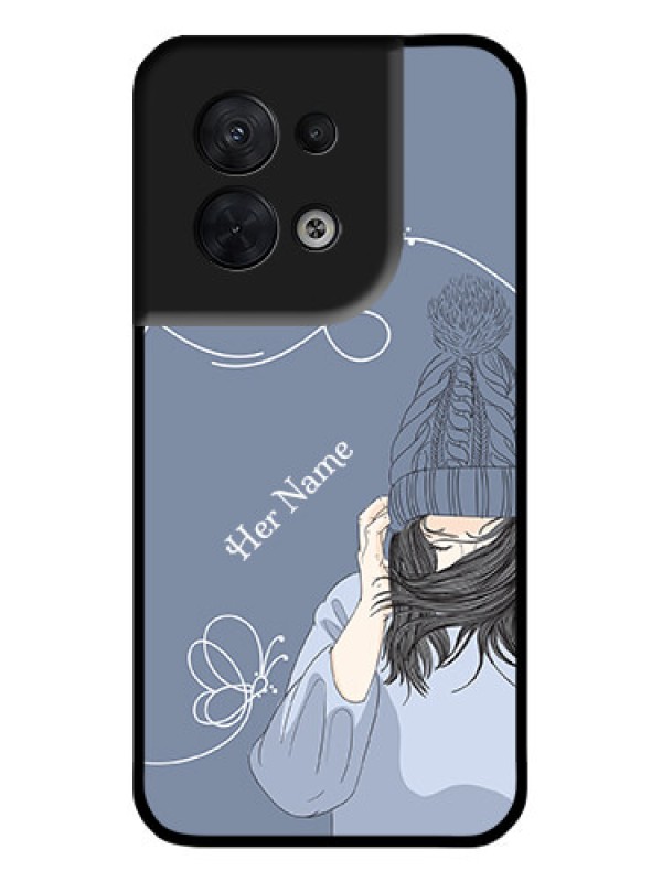 Custom Oppo Reno 8 5G Custom Metal Phone CaseGirl In Winter Outfit Design