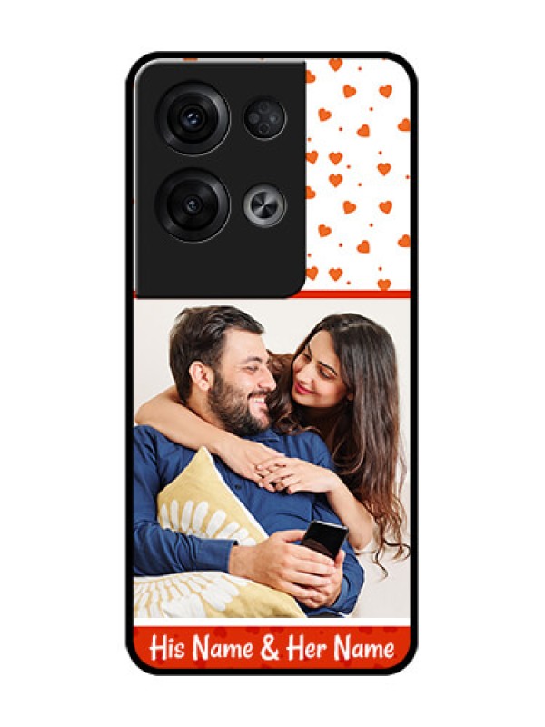 Custom Oppo Reno 8 Pro 5G Custom Metal Phone Case - Orange Love Symbol Design