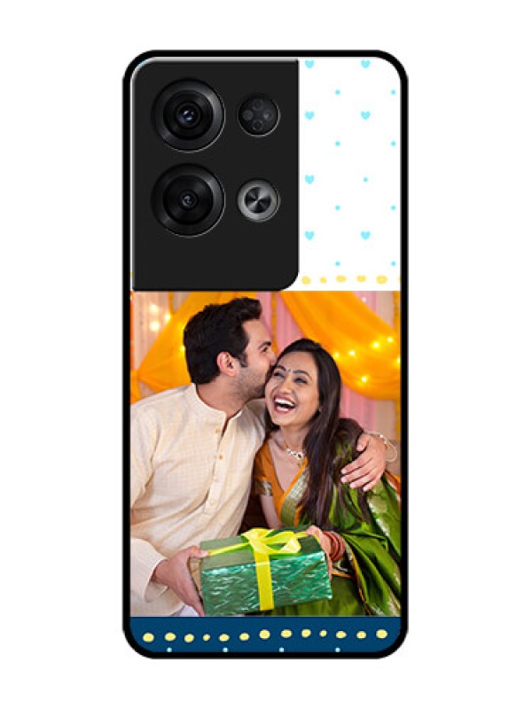 Custom Oppo Reno 8 Pro 5G Custom Metal Phone Case - White And Blue Abstract Design