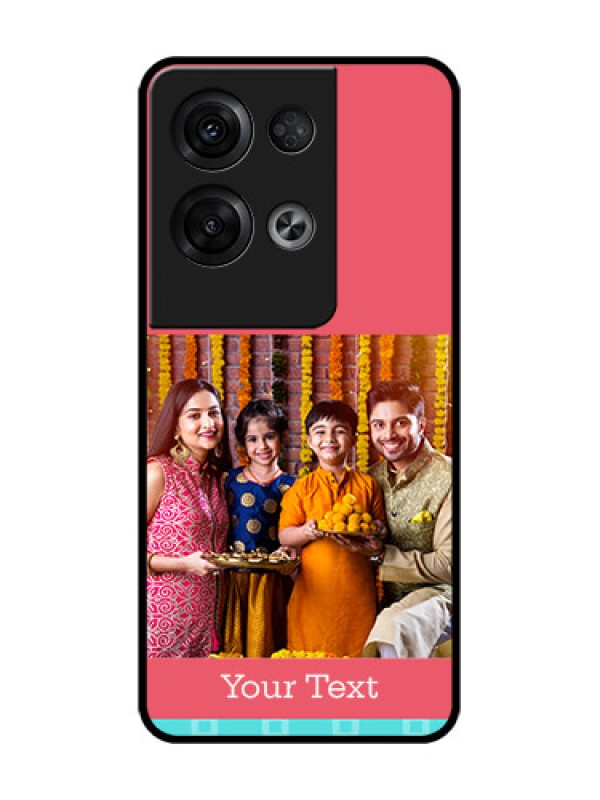 Custom Oppo Reno 8 Pro 5G Custom Metal Phone Case - Peach and Blue Color Design