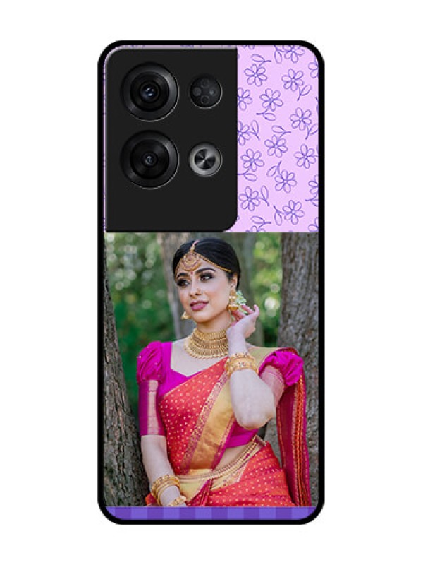 Custom Oppo Reno 8 Pro 5G Custom Metal Phone Case - Purple Floral Design