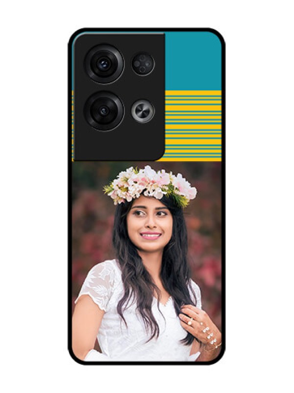 Custom Oppo Reno 8 Pro 5G Custom Metal Phone Case - Yellow and Blue Design