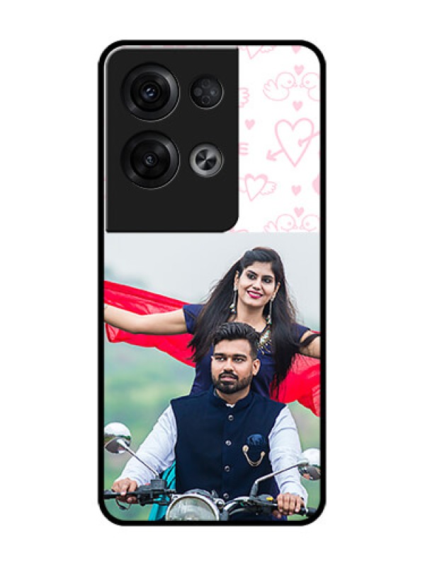 Custom Oppo Reno 8 Pro 5G Custom Metal Phone Case - Pink Flying Heart Design