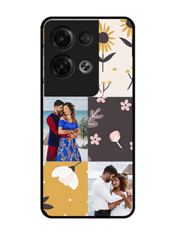 Custom Oppo Reno 8 Pro 5G Custom Metal Phone Case - 3 Images With Floral Design