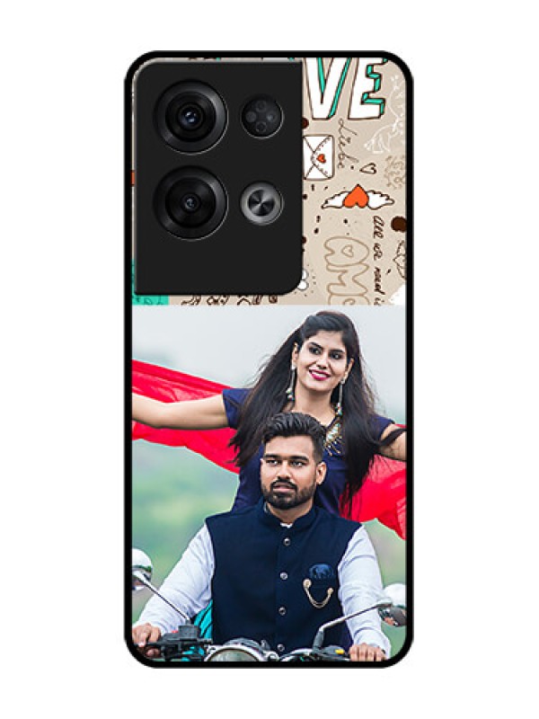 Custom Oppo Reno 8 Pro 5G Custom Metal Phone Case - Love Doodle Pattern