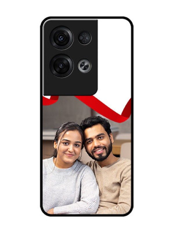 Custom Oppo Reno 8 Pro 5G Custom Metal Phone Case - Red Ribbon Frame Design