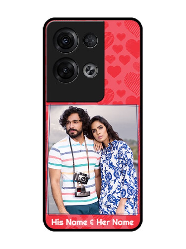 Custom Oppo Reno 8 Pro 5G Custom Metal Phone Case - With Red Heart Symbols Design