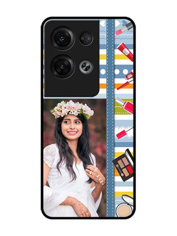 Custom Oppo Reno 8 Pro 5G Custom Metal Phone Case - Makeup Icons Design