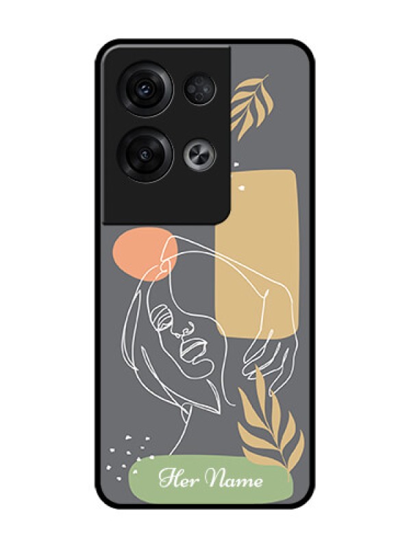 Custom Oppo Reno 8 Pro 5G Custom Metal Phone Case - Gazing Woman Line Art Design