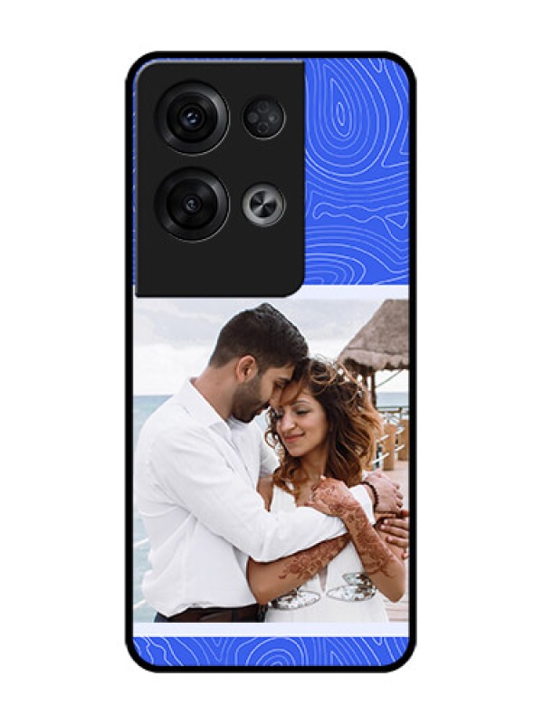 Custom Oppo Reno 8 Pro 5G Custom Metal Phone Case - Curved Line Art With Blue And White Design