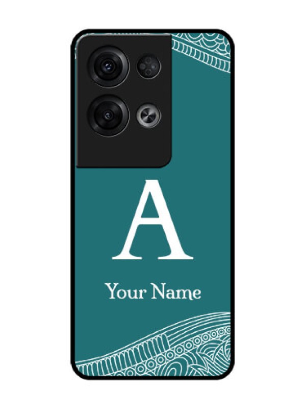 Custom Oppo Reno 8 Pro 5G Custom Metal Phone Case - Line Art Pattern With Custom Name Design