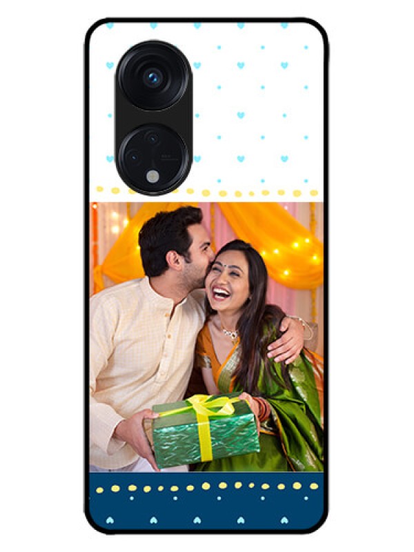 Custom Oppo Reno 8T 5G Custom Metal Phone CaseWhite And Blue Abstract Design