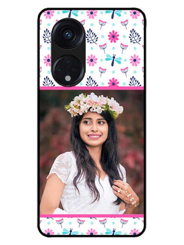 Custom Oppo Reno 8T 5G Custom Metal Phone CaseColorful Flower Design