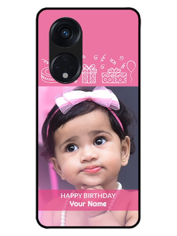 Custom Oppo Reno 8T 5G Custom Metal Phone CaseWith Birthday Line Art Design