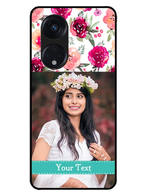 Custom Oppo Reno 8T 5G Custom Metal Phone CaseWater Colors Floral Design