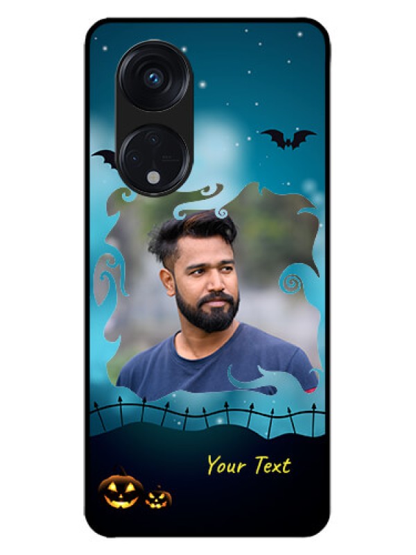 Custom Oppo Reno 8T 5G Custom Metal Phone CaseHalloween Frame Design