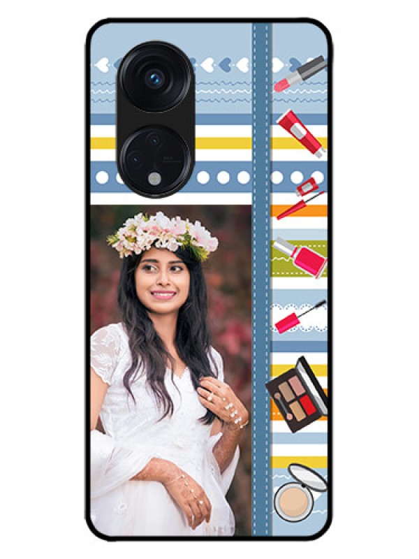 Custom Oppo Reno 8T 5G Custom Metal Phone CaseMakeup Icons Design