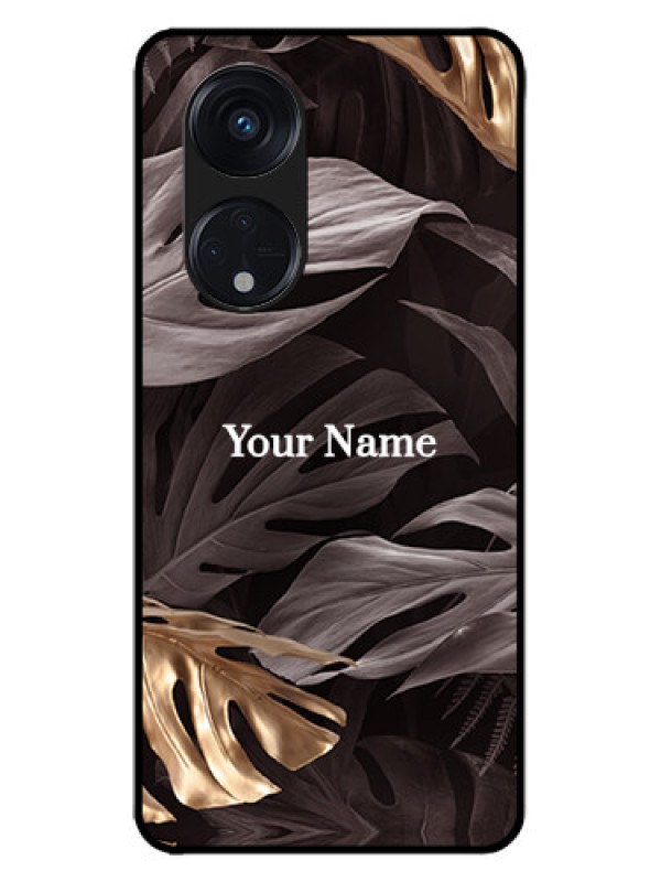 Custom Oppo Reno 8T 5G Custom Metal Phone CaseWild Leaves Digital Paint Design