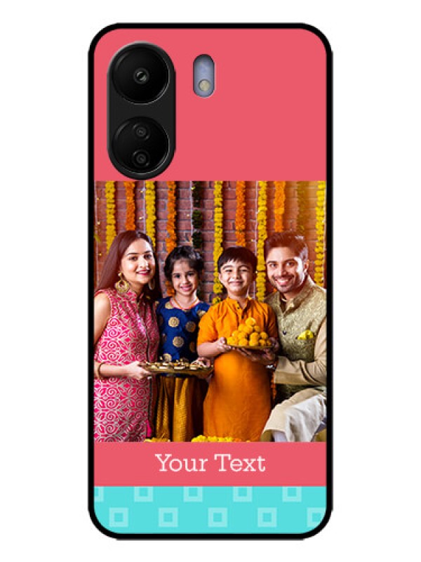 Custom Poco C65 Custom Metal Phone Case - Peach and Blue Color Design