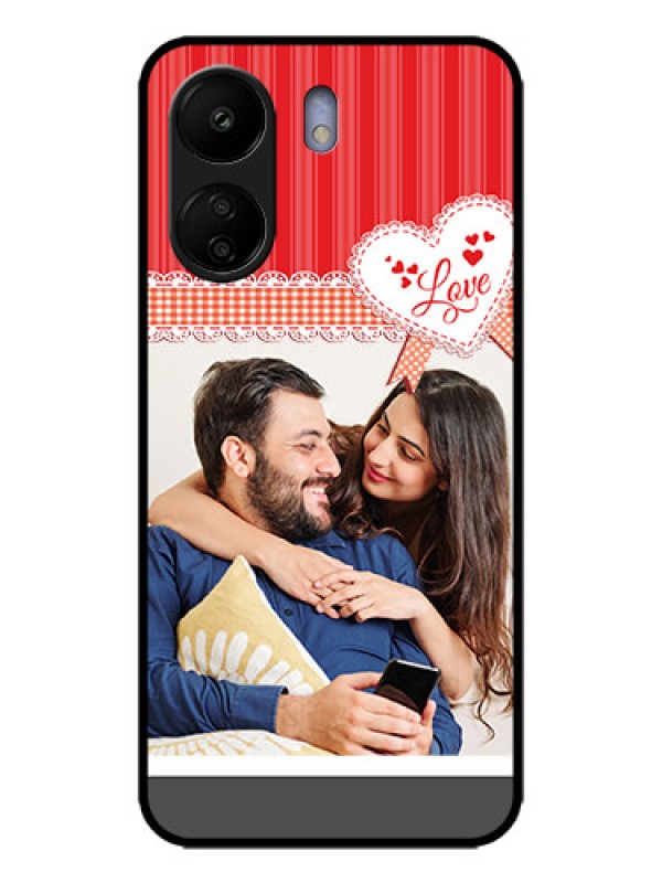 Custom Poco C65 Custom Metal Phone Case - Red Love Pattern Design